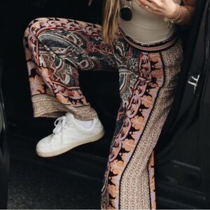 Maeve Anthropologie Patterned Wide Leg Pants
